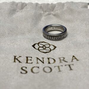 Kendra Scott. Jack Silver Band Ring in Charcoal Gray Crystal.